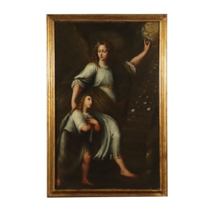 The Guardian Angel Oil on Canvas 17th Century