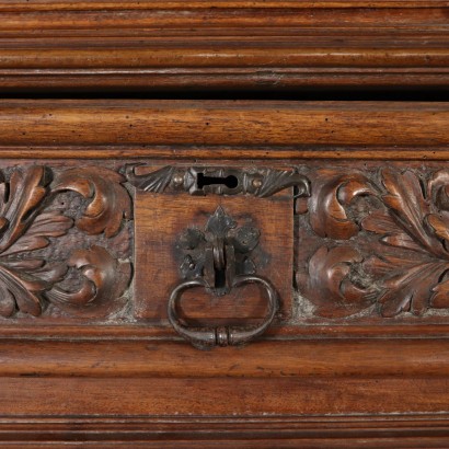 Carved Double Body Cupboard Walnut Italy Late 1600s