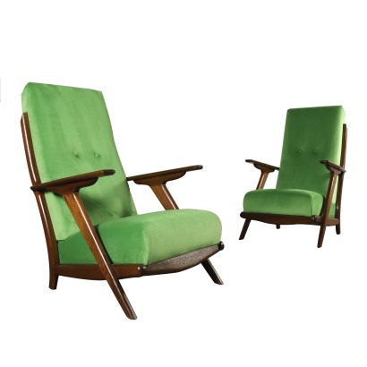 Pair of Armchairs Velvet Upholstery Vintage Argentine 1950s