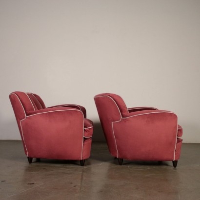 Ein Paar Sessel Sprung Samt Feder Vintage Italien 40er Jahre