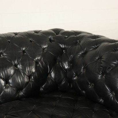 Chesterfield Sofa Black Leather Italy First Half of 1900s