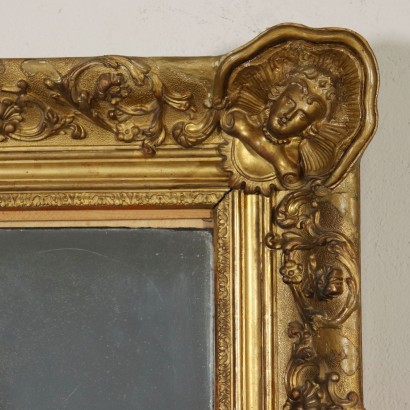 Large Gilded Mirror Manufactured in Italy 19th Century