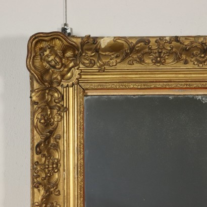 Grand Miroir Doré Sculpté Italie Deuxième moitié '800
