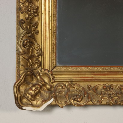 Large Gilded Mirror Manufactured in Italy 19th Century