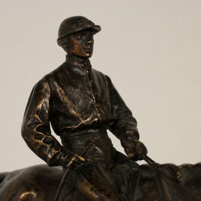 Jockey zu Pferd Bronzeskulptur Italien 19. Jahrhundert