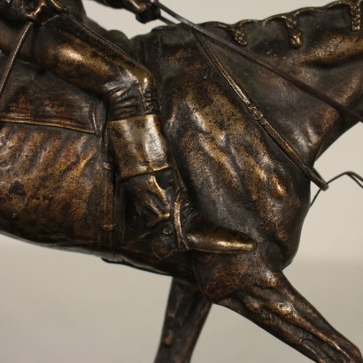 Jockey zu Pferd Bronzeskulptur Italien 19. Jahrhundert