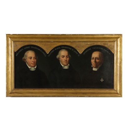 Triple Portrait Masculin Huile sur Toile '900