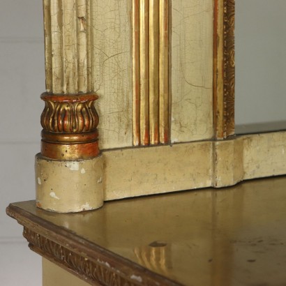 Konsole mit Spiegel Lackiert Vergoldet Italien 19. Jahrhundert