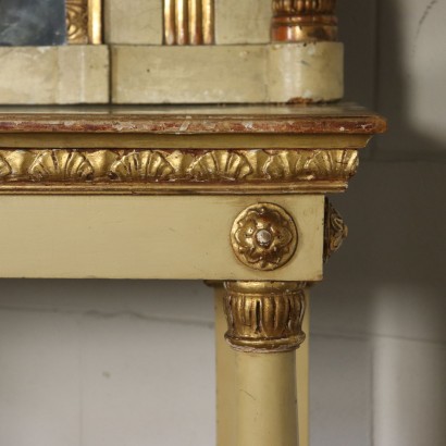 Console Table with Mirror Lacquered Gilded Italy 19th Century