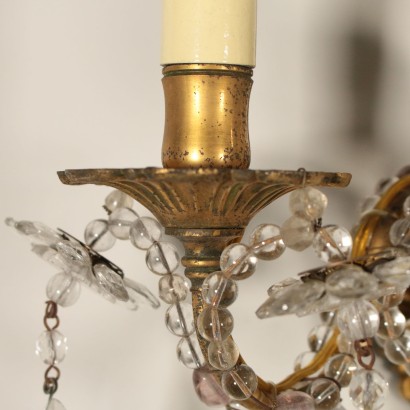 Pair of Sconces Bronze Glass Pendants Italy 20th Century