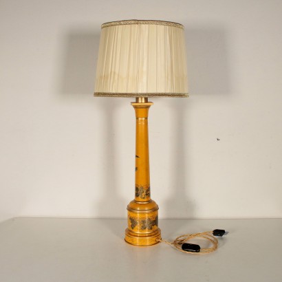 Lampe de Table Métal Tissu Vintage Fabriqué en Italie Moitié '900