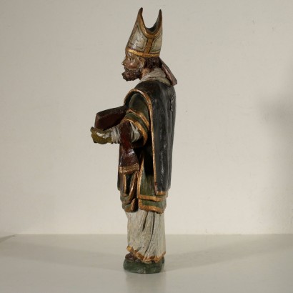 Wooden Sculpture St. Ambrose Italy 17th Century