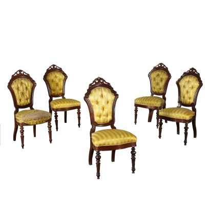 Fünf Stühle Mahogani Italien 19. Jahrhundert