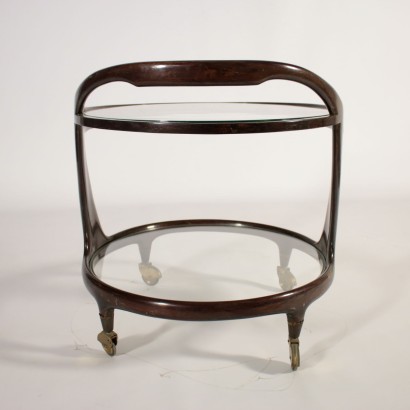 Service Cart Wood Stained Ebony Vintage Italy 1950s