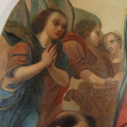 Vierge avec l'Enfant et Saint Antoine de Padoue Huile sur Toile '800