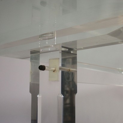Table Plexiglas Base Glass Top Vintage Italy 1980s