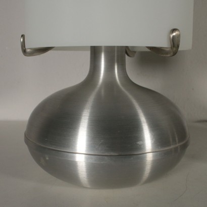 Paire de Lampe de Table Aluminium Verre Vintage Italie Années 70