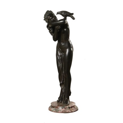 Liberty Bronze Statue Marble Base Italy 20th Century