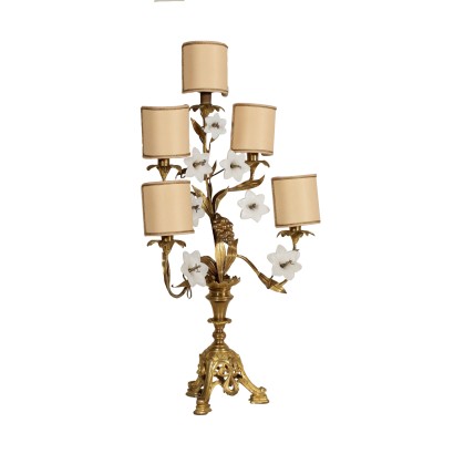 Table Lamp Gilded Bronze Glass Italy First Half of 1900s