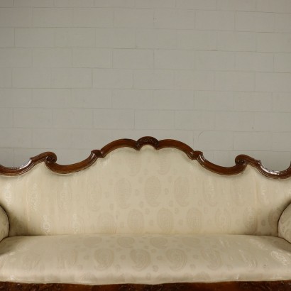 Serpentine Walnut Sofa Manufactured in Italy Mid 1700s