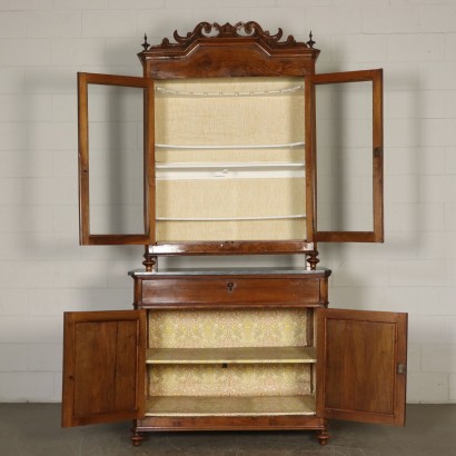 Double Body Cupboard Glass Cabinet Italy 19th Century