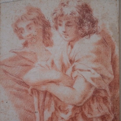 Sanguine Attributed to Carlo Maratti Young Couple 17th Century