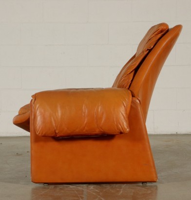 Armchair for Saporiti Foam Padding Leather Vintage Italy 1980s