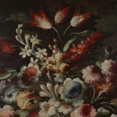 Still Life with Flowers Oil Painting Mid 20th Century