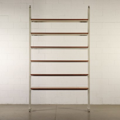 Bookcase Metal Maple Shelves Vintage Italy 1960s-1970s