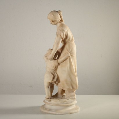 Alabaster Statue Woman with Child Art Nouveau Italy