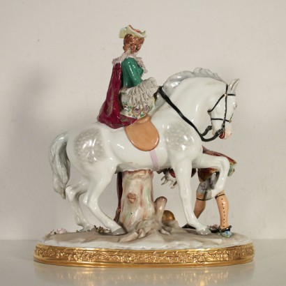 Porcelain Sculpture Noble and Dame 20th Century