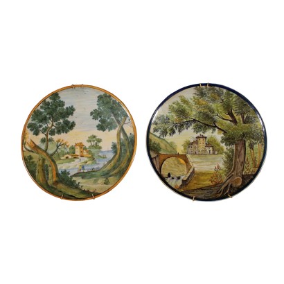 Pair of Decorative Plates Ceramic Italy 19th Century