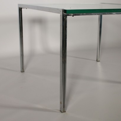 Coffee Table Chromed Metal Glass Vintage Italy 1960s-1970s