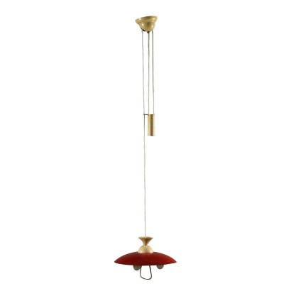 Sliding Hanging Lamp Brass Aluminium Vintage Italy 1950s-1960s