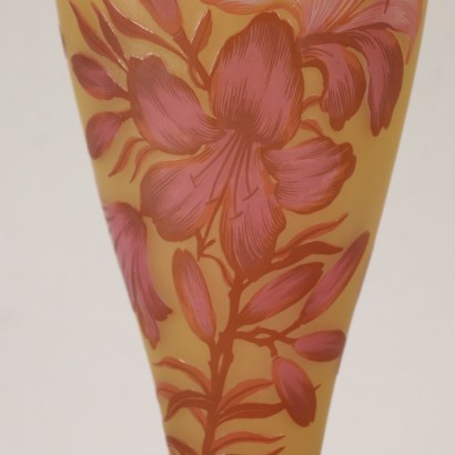 Vase Style Gallé Verre Jaune Opaque France'900