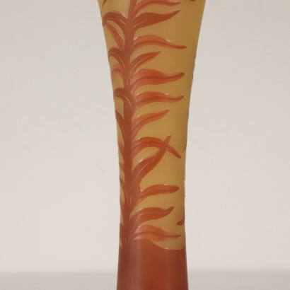 Vase Style Gallé Verre Jaune Opaque France'900