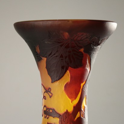 Vase Verre Polychrome Décoré France '900