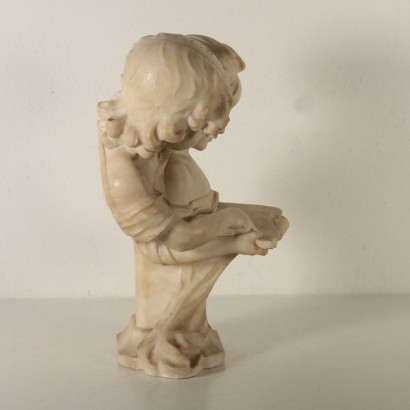 White Marble Statue Young Children Late 1800s