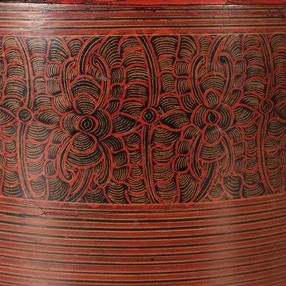 Wooden Box Black Lacquer Burma 20th Century