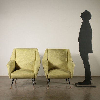 Paar Sessel Samt Schaumpolsterung Vintage Italien 60er Jahre