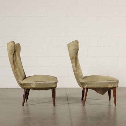 Paar Sessel mit Fußbänke Vintage Italien 40er-50er Jahre