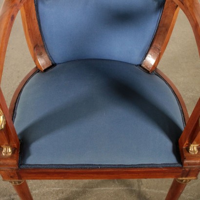 Revival Armchair and Chairs Mahogany Italy First Half of 1900s