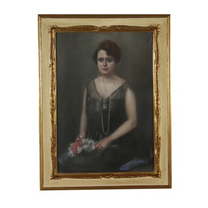 Portrait féminin Pastel sur Papier Moitié '900