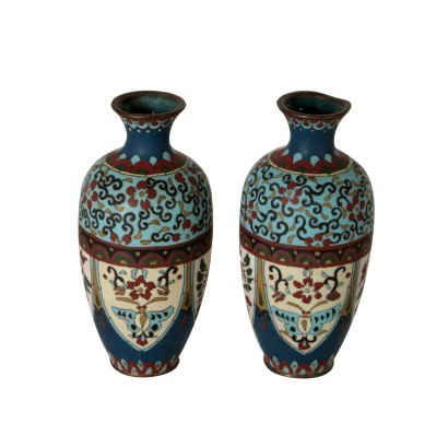 Pair of Decorative Cloisonne Vases Italy