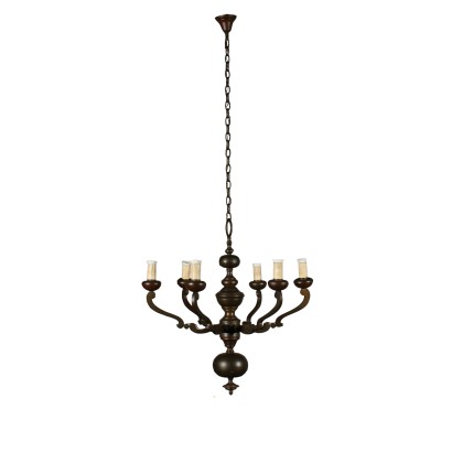 Bronze Chandelier Six Arms Italy 20th Century