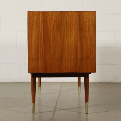 Veneered Wooden Chest of Drawers Brass Argentine 1950s