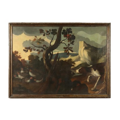 Pittura Antica-Paesaggio con Scena di Caccia
