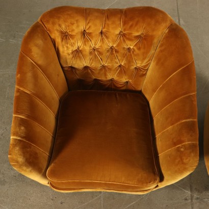 Paar Sessel Samt Vintage Italien 40er-50er Jahre
