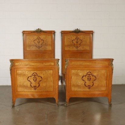 Pair of Single Beds with Inlays Italy 20th Century