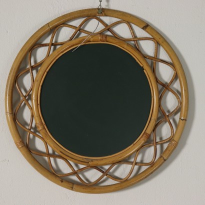 Wall Mirror Bamboo Frame Vintage Italy 1960s